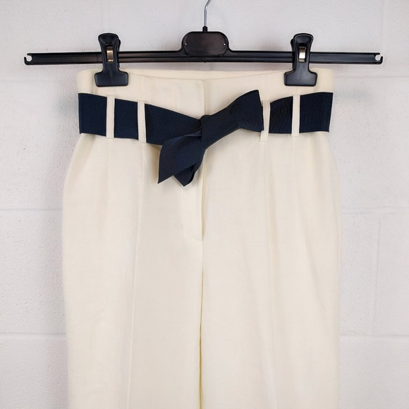 Vtg Charles Nolan Linen Paperbag Flare Pant 4 S - Picture 2 of 6